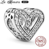 Silver Heart Charms for Bracelet, Openwork Design