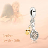 925 Silver Tennis Racket Pendant for Bracelet Women Jewelry