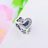 925 Silver Heart Zirconia Bead Charm Bracelet for Women