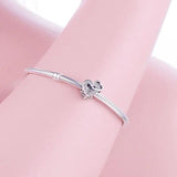925 Silver Heart Zirconia Bead Charm Bracelet for Women