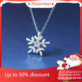925 Silver Zircon SNOW Necklace Pendant Statement Jewelry for Women