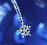 925 Silver Zircon SNOW Necklace Pendant Statement Jewelry for Women