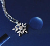 925 Silver Zircon SNOW Necklace Pendant Statement Jewelry for Women