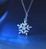 925 Silver Zircon SNOW Necklace Pendant Statement Jewelry for Women