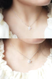 925 Silver Zircon SNOW Necklace Pendant Statement Jewelry for Women