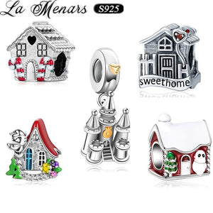 Sweet House Bead Charms for Women Castle Pendant