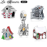 Sweet House Bead Charms for Women Castle Pendant