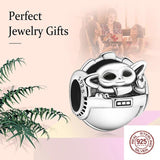 Silver Monster Beads Charm for Women Bracelet Fine Jewelry Halloween Gift