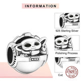 Silver Monster Beads Charm for Women Bracelet Fine Jewelry Halloween Gift