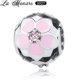 Flower Charms Crystal Beads Bracelet Accessories 925 Silver Jewelry