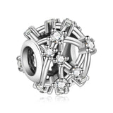 Round Silver 925 Cutout Charm Crystal DIY Jewelry
