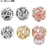 Round Silver 925 Cutout Charm Crystal DIY Jewelry