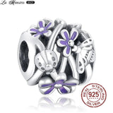 Round Silver 925 Cutout Charm Crystal DIY Jewelry