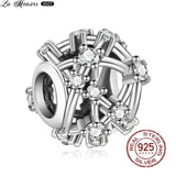 Round Silver 925 Cutout Charm Crystal DIY Jewelry