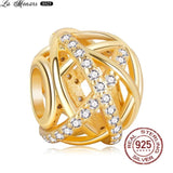 Round Silver 925 Cutout Charm Crystal DIY Jewelry