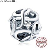 Round Silver 925 Cutout Charm Crystal DIY Jewelry