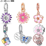Colorful Enamel Butterfly Flower Pendant DIY Charms Jewelry