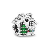 925 Silver Happy Family Christmas House Charms for Women Bracelet DIY