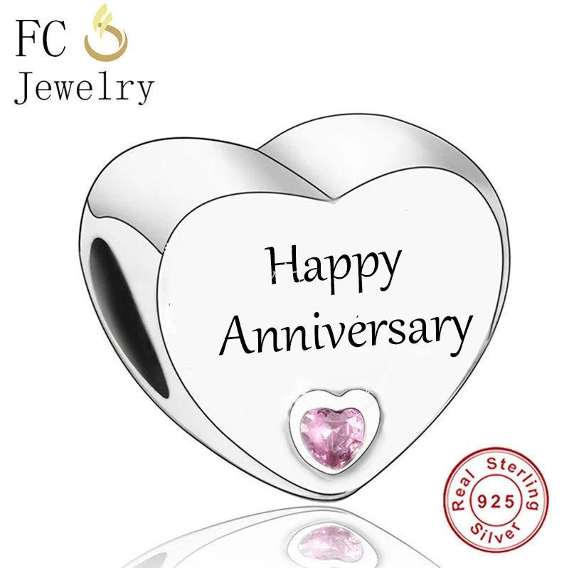 925 Silver Anniversary Charm Bracelet with Zircon Bead