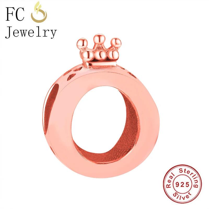 925 Silver Rose Crown Beads Bracelet Charms