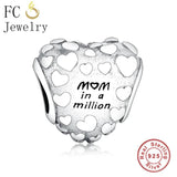 925 Silver Mom In A Million Heart Beads Bracelet Charms
