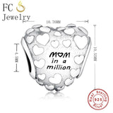 925 Silver Mom In A Million Heart Beads Bracelet Charms