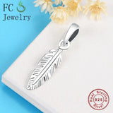 925 Sterling Silver Leaf Feather Bead for Women Berloque