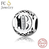Crystal Alphabet Letter K Charms Bracelet Sterling Silver 925 Beads Berloque