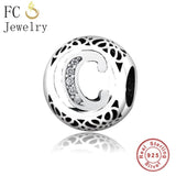 Crystal Alphabet Letter K Charms Bracelet Sterling Silver 925 Beads Berloque