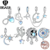 925 Silver Heart & Infinity Charm Bead Moonstone Pendant Platinum