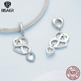 925 Silver Heart & Infinity Charm Bead Moonstone Pendant Platinum