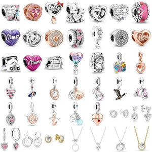 925 Sterling Silver Mother's Collection Pendant Charm for DIY Bracelet