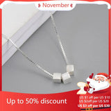 925 Sterling Silver Three squares Necklaces Pendant for Women