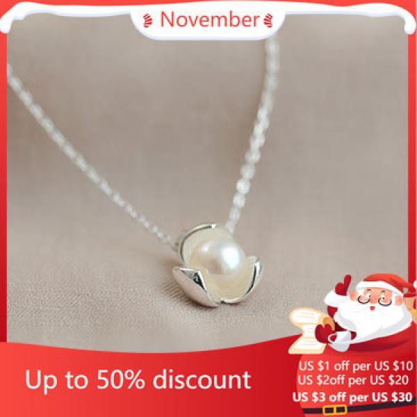Sterling Silver Clover Pearl Necklaces for Women