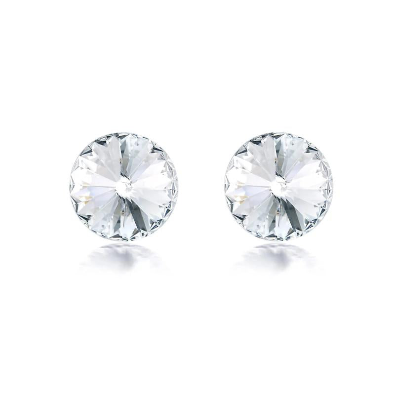 Classic Silver Stud Earrings with Austrian Crystals 8mm