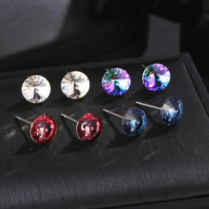 Classic Silver Stud Earrings with Austrian Crystals 8mm