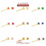 925 Silver Birthstone Stud Earring for Women 18K Christmas Cartilage