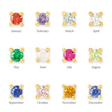 925 Silver Birthstone Stud Earring for Women 18K Christmas Cartilage