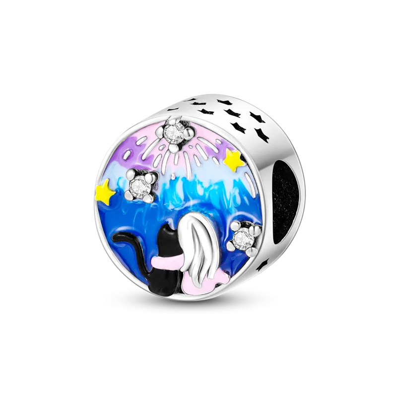 925 Silver Openwork Hearts Crown Charm Bead for Bracelets Bangles DIY