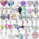 925 Silver Openwork Hearts Crown Charm Bead for Bracelets Bangles DIY