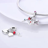 925 Silver Openwork Hearts Crown Charm Bead for Bracelets Bangles DIY