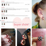 HUAMI 13 Unusual Red CZ Stud Earrings for Women