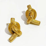 Peri'sbox Stainless Steel Textured Knot Stud Earrings Women Statement Jewelry
