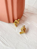 Peri'sbox Stainless Steel Textured Knot Stud Earrings Women Statement Jewelry