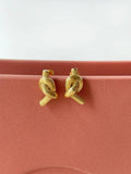 Peri'sbox Stainless Steel Textured Knot Stud Earrings Women Statement Jewelry
