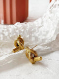 Peri'sbox Stainless Steel Textured Knot Stud Earrings Women Statement Jewelry