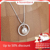 925 Sterling Silver Round Shell Pearl Necklace Pendant