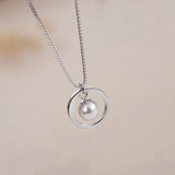925 Sterling Silver Round Shell Pearl Necklace Pendant