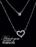 925 Silver Zircon Heart Pendant Necklace for Women