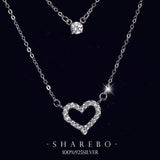 925 Silver Zircon Heart Pendant Necklace for Women